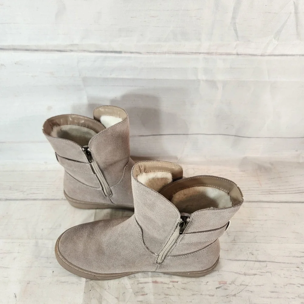 Jambu Boots Waterproof Beige Suede Fur‎ Lined Winter - Women's Size 8